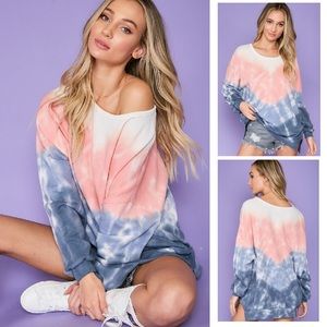 Pink & Blue Tie Dye Lightweight Sweatshirt